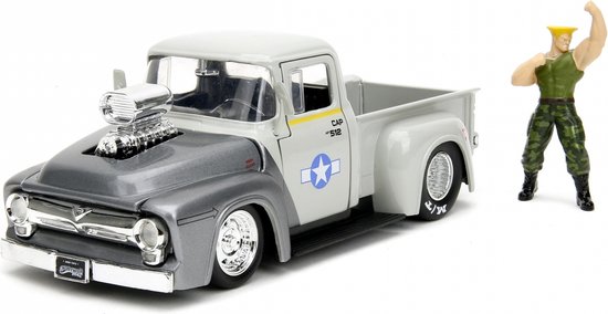 JADA TOYS Street Fighter 1956 Ford pick-up met Guile figuur Kant-en-klaar model Personenauto (model) van Jada Toys
