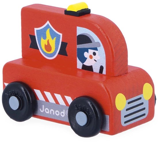 Janod Cross Roads - Houten Brandweerwagen - Kleine, Makkelijk Te Hanteren Brandweerauto - Stimuleert De Fijne Motoriek En Fantasie - Geschikt Vanaf 1 Jaar van Merkloos