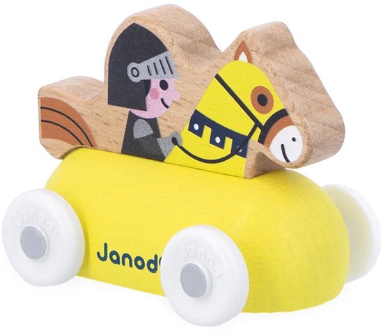 Janod Cross Roads - Houten Riddermobiel - Klein, Makkelijk Te Hanteren Ridder Voertuig - Stimuleert De Fijne Motoriek En Fantasie - Geschikt Vanaf 1 Jaar van Janod