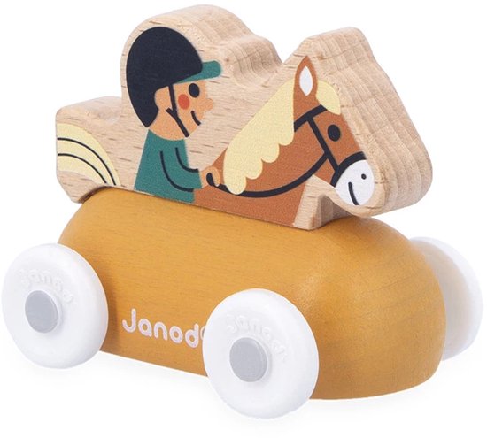 Janod Cross Roads - Houten Ruiterwagen - Kleine, Makkelijk Te Hanteren Ruiterwagen - Stimuleert De Fijne Motoriek En Fantasie - Geschikt Vanaf 1 Jaar van Merkloos