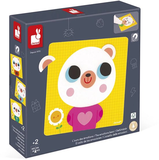 Janod - Magneetspel - De Emotionele Beer - Educatief Spel Om Emoties Te Begrijpen En Uit Te Drukken - Met 30 Magneten En 7 Modelkaarten - Geschikt Vanaf 2 Jaar van Janod