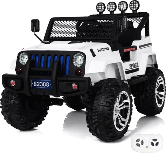 Jeep 4x4 Elektrische Kinderauto 12V - 2 tot 6 jaar - Afstandsbediening - Wit van Azeno