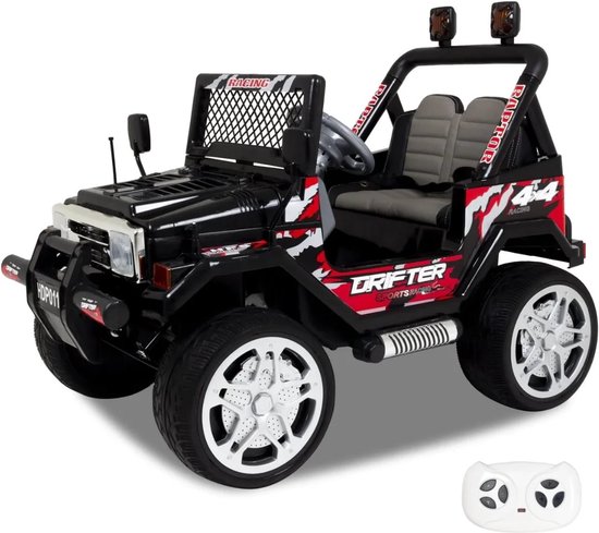 Jeep Drifter - Elektrische Kinderauto - 12V accu 1 tot 6 jaar - Zwart van Jamara
