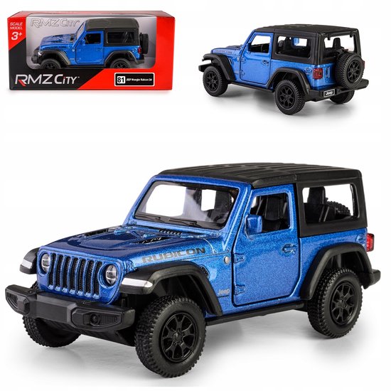 Jeep Wrangler Rubicon 2021 Hard Top 1:35 Blauw Metaal Pull-Back van Merkloos
