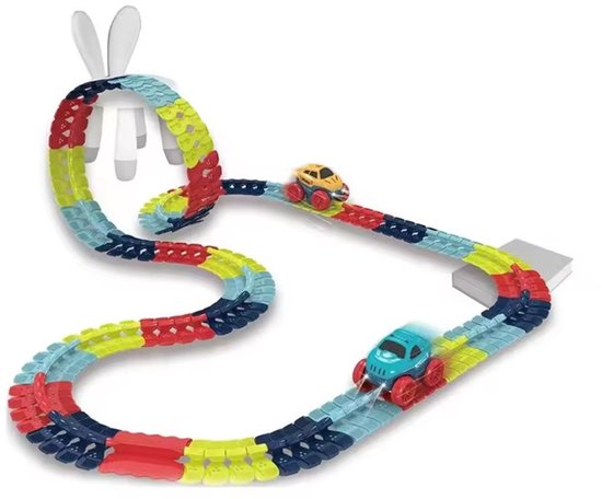 JMKA Racen - Stuntauto's - Baanauto's - LED-verlichting - 92-delige race-doe-het-zelfset - Speelgoed voor 3-jarigen - Verjaardagscadeaus - Feestdagen cadeau van JMKA Racen