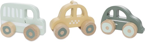 Jollein Baby Houten Auto Op Wielen - 3 Stuks - Houten Speelgoed van Jollein