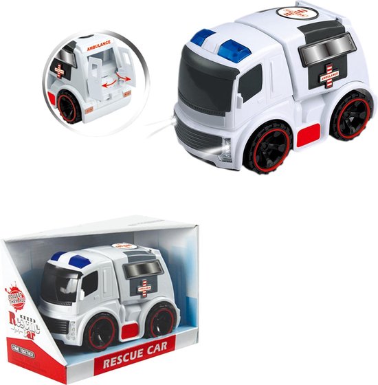 JollyVrooom - Ambulance - Ziekenauto - Auto - Redding - Licht - Geluid  Rescue Series van JollyVrooom