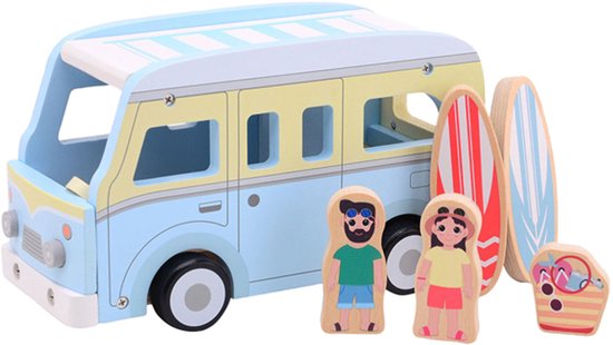 Joueco Houten Retro Strandbus met Accessoires van Merkloos