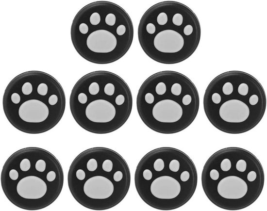Joystick Covers - Kattenpootjes - Gaming Comfort - Zacht Siliconen Materiaal - 16 Gram - Wit op Zwart