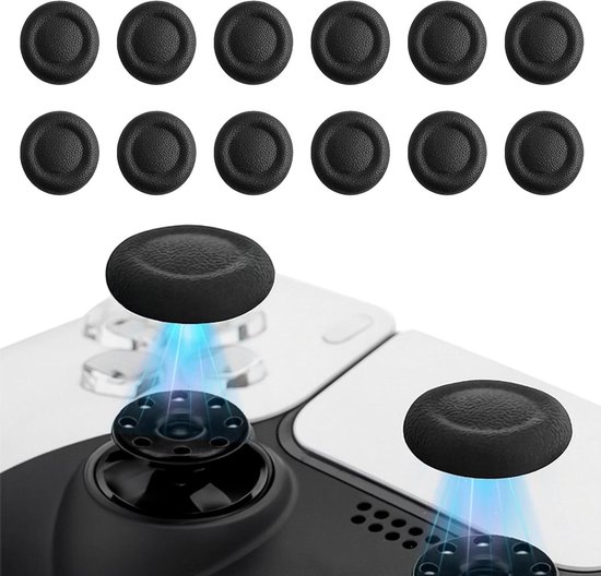 Joystick Doppen - Controller Accessoires - Gaming Verbetering - Laser Grip Oppervlak - 12 Stuks Set - Zwart van Merkloos