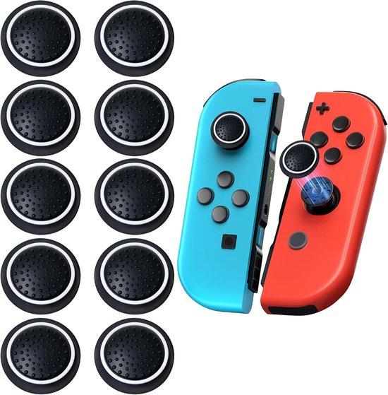 Joystick Doppen - Controller Grip - Comfortabel Spelen - Antislip Siliconen - 10 Stuks - Zwart Wit