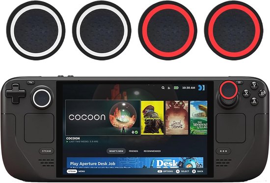 Joystick Duimstick Grips Caps voor Steam Deck - 4-pack Siliconen Duimgreepdoppen, Zachte Anti-slip Beschermhoes - zwart/rood + zwart/wit van eXtremeRate