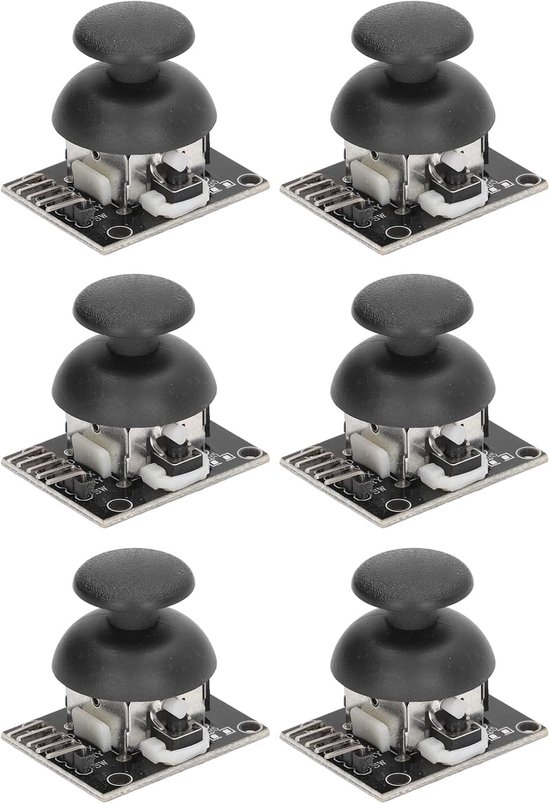 Joysticksensormodule 6-pack - Gamecontroller XY - Robotica Projecten - Dubbele As Controle - 12x9x3 cm - Zwart van Merkloos