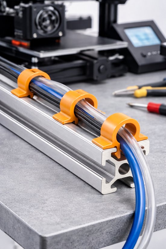 Kabelhouders voor 4040 en 4080 Aluminium Profiel - Set van 10 - Snap-in T-Slot Clips - 3D Geprint - Voor Simrig & Kabelmanagement - Zwart