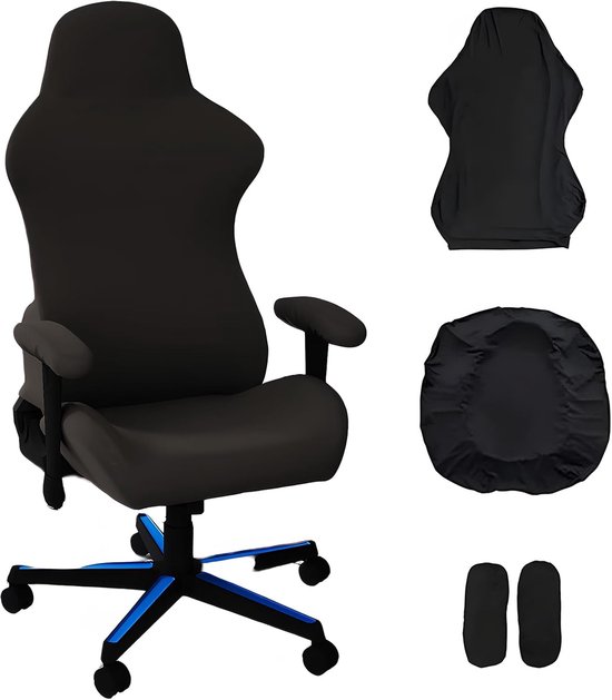 kaiyaya 4 Pack Gaming Chair Covers with Armrests Gaming Chair Cover Stretch Removable Washable Black Gaming Chair - ShopVlot