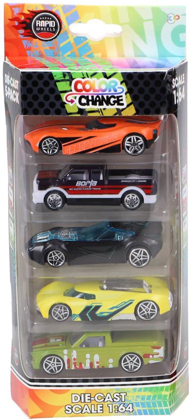 KiddyGo speelgoedauto's Rapid Wheels die-cast kleurverandering 5-pack. van KiddyGo