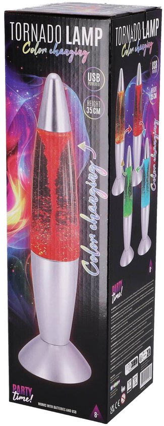 KiddyGo tornado lamp LED sfeerlicht multicolor 35 cm party. van KiddyGo