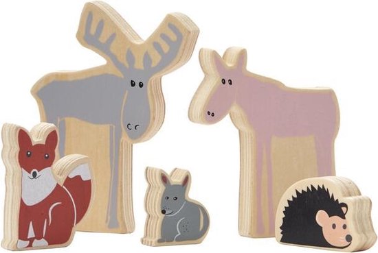 Kid's concept set 5 houten diertjes Edvin van Kids Concept