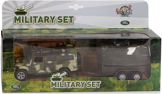 Kids Globe Die-cast Land Rover Met Aanhanger Leger, 27cm van Kids Globe