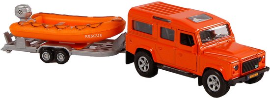 Kids Globe Die-cast Land Rover met Reddingsboot, 27cm van Kids Globe