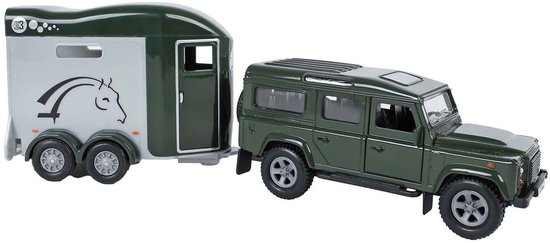 Kids Globe Land Rover with Cheval Liberte Horse Trailer 1:24 van Merkloos