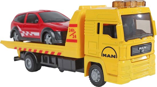 Kids Globe Man Vrachtwagen Bergingswagen met Auto, 19cm van Kids Globe