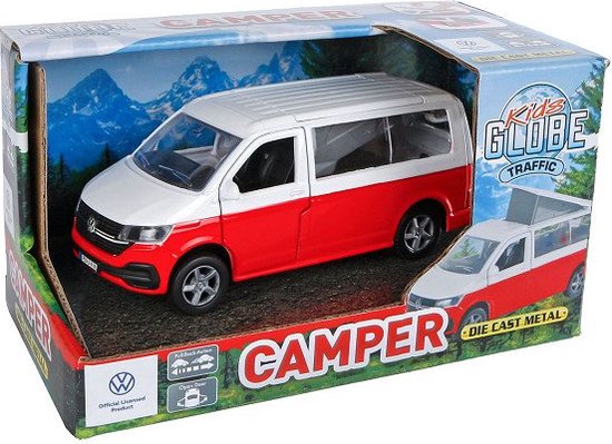 Kids Globe VW Transporter Camper Die-Cast Pull Back, 13,5cm van Kids Globe
