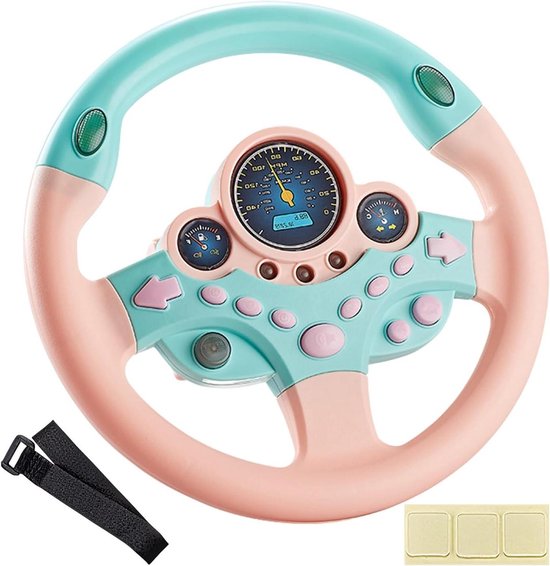 Kind Stuurwiel Speelgoed - Roterend Stuur - Motorische Vaardigheden - 360 Graden Roterend - 25 cm Diameter - Roze