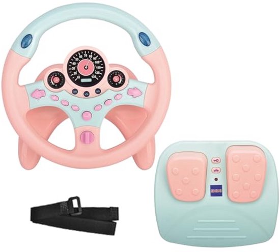 Kinderen Stuurwiel met 360 Graden Rotatie en Autosimulator - Educatief Speelgoed voor Peuters met Geluid en Licht van Merkloos