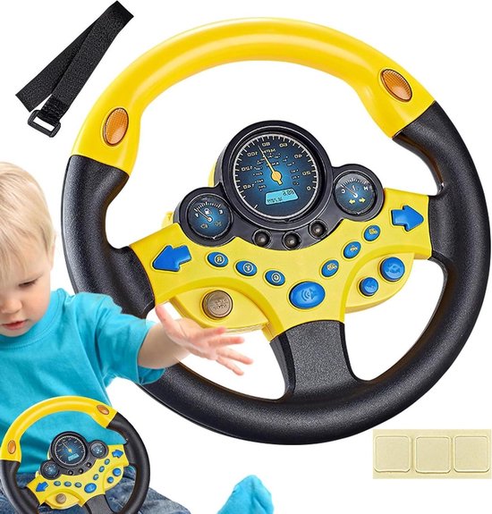 Kindertuurwiel Speelgoed - Rijsimulator Stuur - Spelletjes Spelen - 360 Graden Rotatie - 25 cm Diameter - Geel