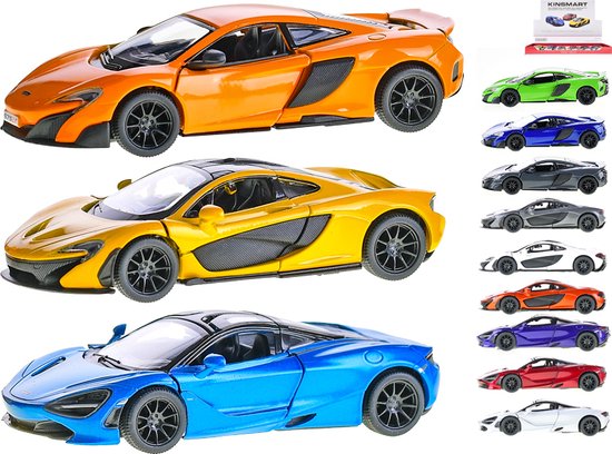Kinsmart Auto Mclaren P1 t/m 675LT Pull-back 1:36 Staal Die-cast verkrijgbaar in 12 kleuren verkoop per stuk van Kinsmart