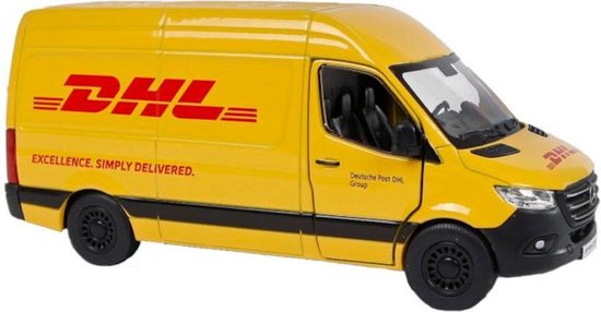 Kinsmart Bus Mercedes-benz Sprinter Dhl 12 Cm 1:36 Staal Geel van Kinsmart