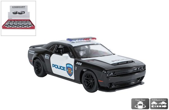Kinsmart Dodge Challenger SRT Demon 170 Police verkoop per stuk die cast pull back motor 12cm speelgoed auto van Kinsmart