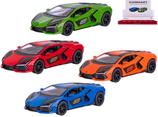 Kinsmart Lamborghini Revuelto pull back motor verkoop per stuk die cast 13cm, 4 kleuren speelgoed auto van Kinsmart