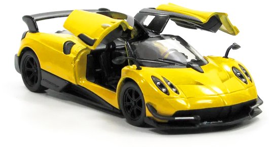 Kinsmart Pagani Huayra BC 1:38 Geel Metalen Modelauto van Merkloos