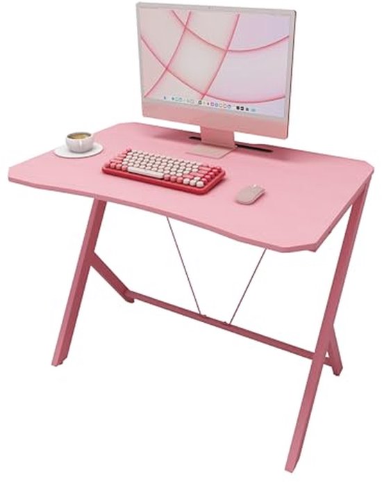 Klein Gaming Bureau in Roze - 90 CM Computer Bureau voor Thuis of Studie