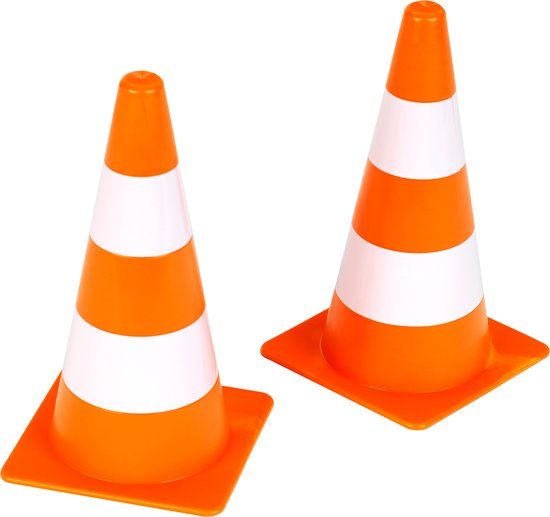 Klein Toys pylonenset - 10 stuks - 13x13x23.5 cm - draagt bij aan verkeerseducatie - oranje wit van Merkloos
