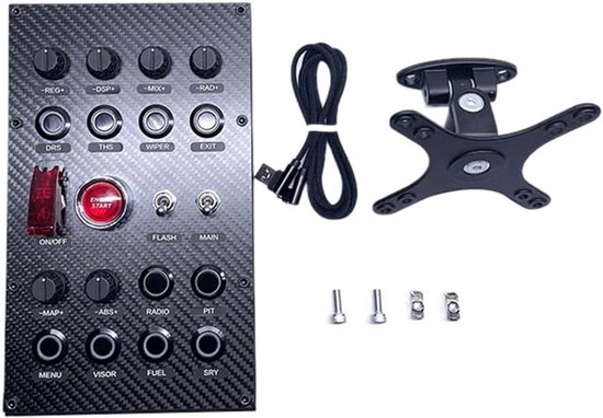 Knoppenbox Sim Racing - Bedieningspaneel - Truck Simulatie - 16 Knoppen 6 Encoders - 30 x 21 x 16 cm van Merkloos