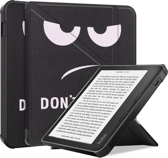 Kobo Libra 2 Hoes Origami Book Case met Standaard Don't Touch Print van Kobo