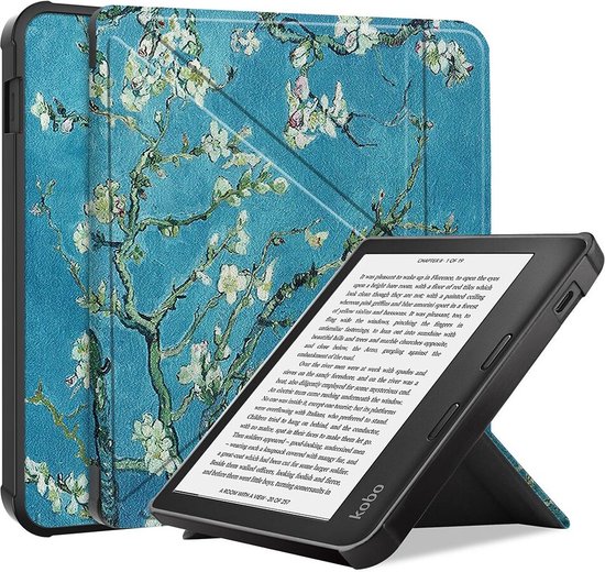 Kobo Libra 2 Hoes Origami Book Case met Standaard Flower Print van Kobo