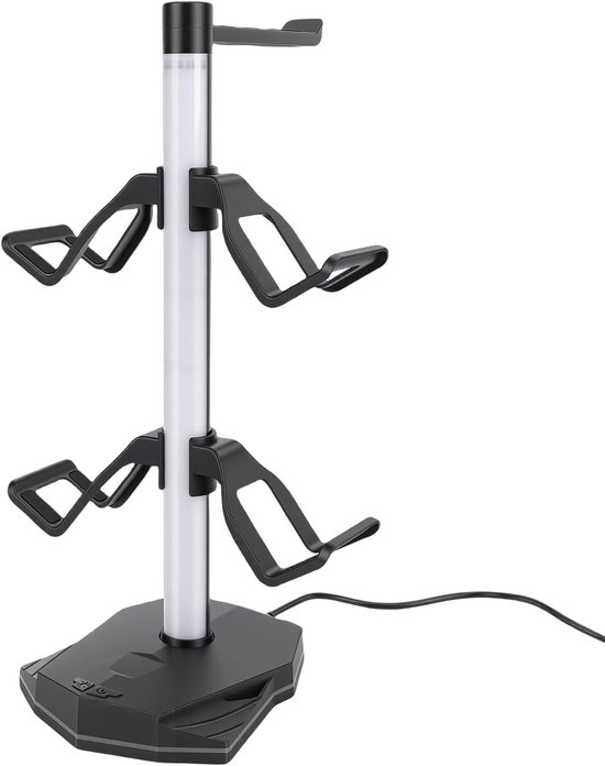 Koptelefoon Controller Standaard - Gaming Accessoire Houder - Gaming Bureau Organizer - Met RGB Verlichting - 31 cm Breed - Zwart van Merkloos