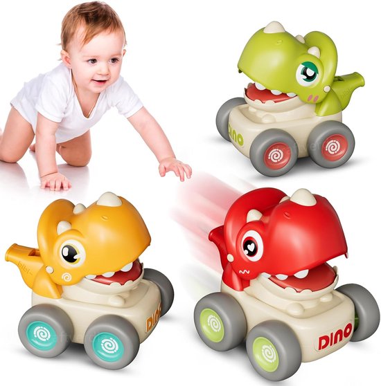 Kraftverdia - Speelgoed auto - Babyspeelgoed - Dinosaur Terugtrek-auto speelgoed - Press-and-go speelgoedvoertuigenset voor peuters 12-18-24 maanden - cadeau voor kinderen van 1 2 3 jaar van Merkloos