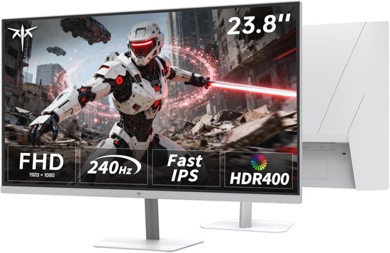 KTC Gaming Monitor 240Hz 24 Inch | FHD@240Hz | Fast IPS Panel | 1ms responstijd (MPRT) | 400 cd/㎡ helderheid, HDR400 | Adaptive Sync | 116% sRGB, 92% DCI-P3, ΔE＜2 | Wit | H24F7 van Merkloos