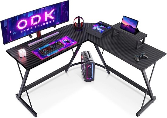 L-vormig Gaming Bureau Hoekbureau met Monitorstandaard voor Thuiswerk en Gaming van Merkloos