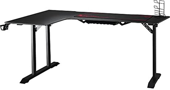 L-vormig Gaming Bureau met Hoofdtelefoonhaak en Bekerhouder - Zwart/Rood van Merkloos
