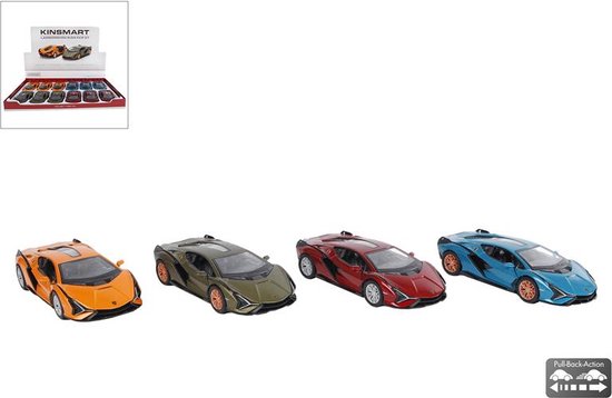 Lamborghini Sian die cast pull back 1:40 (per stuk, 4 kleurvarianten) van Lamborghini