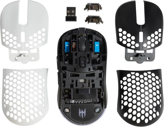 Lichte RGB Draadloze Gaming Muis met Verwisselbare Honingraat Schalen