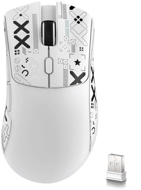 Lichtgewicht Draadloze Gamingmuis met Tri-Mode Connectiviteit - 5 Programmeerbare Knoppen en 6 Instelbare DPI van Merkloos