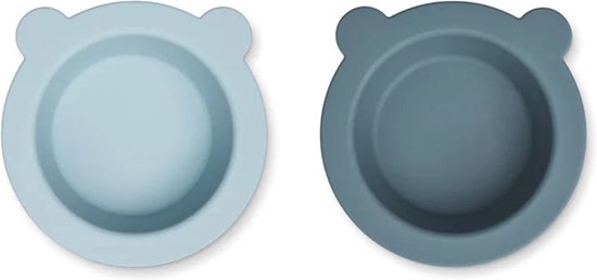 Liewood Peony Kommen Met Zuignap 2-Pack - Sea Blue/Whale Blue Mix van Liewood