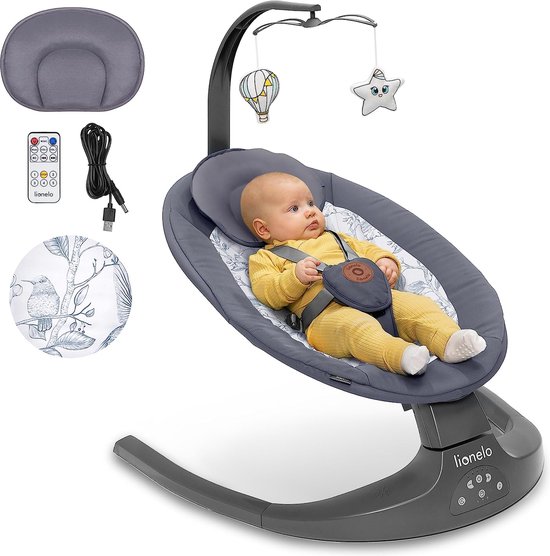 Lionelo Ralf - Babyschommel Premium - 2in1 - 5 automatische schommelsnelheden - 0 tot 9kg van Lionelo